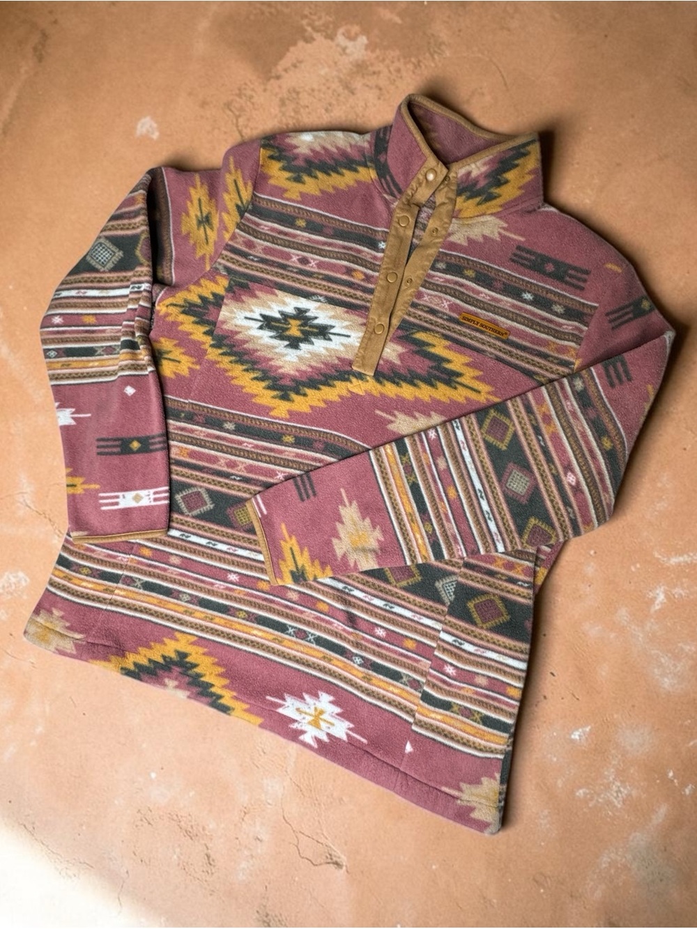 Simply Southern Aztec-Print Mock Neck Sweater - - Picture 3 of 8